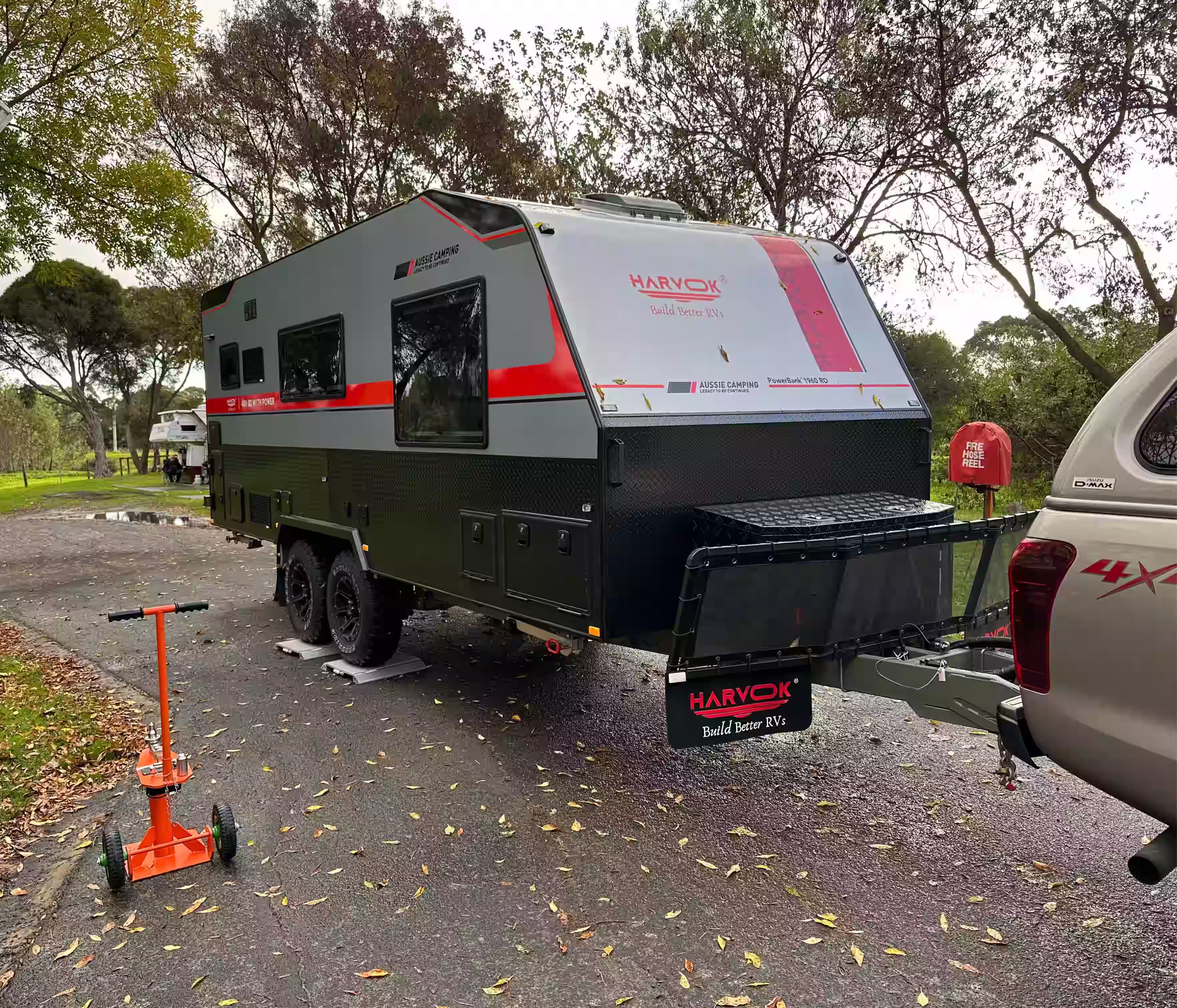 Caravan weighing on site.